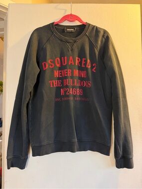 DSQUARED2 Black Crewneck Sweatshirt with Red Logo Text